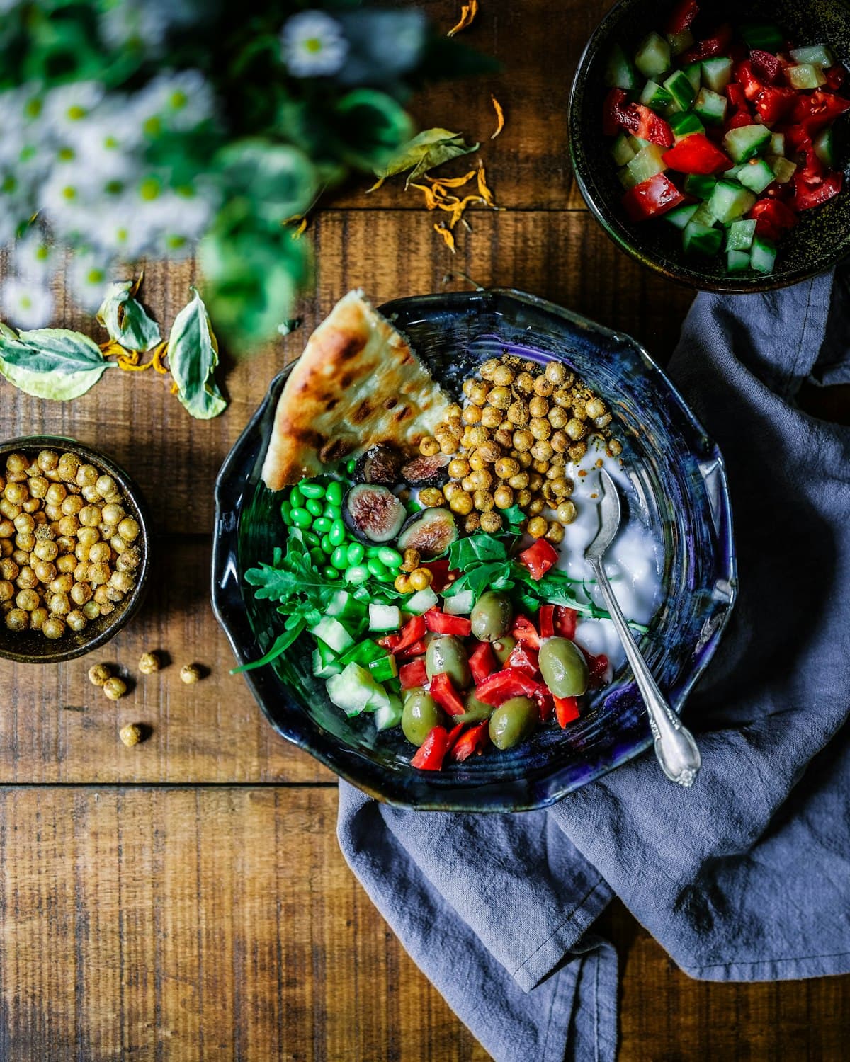 Colorful breakfast bowl topped with fresh berries